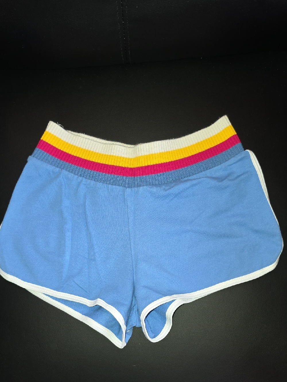 Hannah Light Blue Athletic Shorts with Striped Elastic Waistband